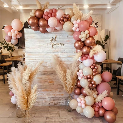 HILAVO Blush Pink Balloon Garland Kit Rose Gold Dusty Pink Sand White Balloons - Image 3
