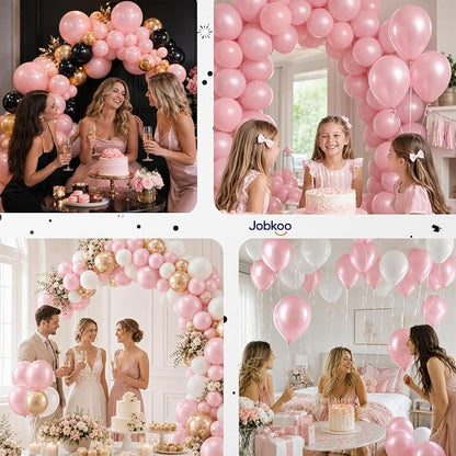 Jobkoo Pearl Dusty Pink Balloons, 12 Inch Pearl Blush Light Pink Balloon | Boho - Image 6