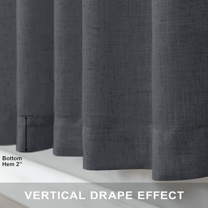 Grey Curtains for Living Room 96 Inches Long 2 Panels Back Tab Light Filtering - Image 7