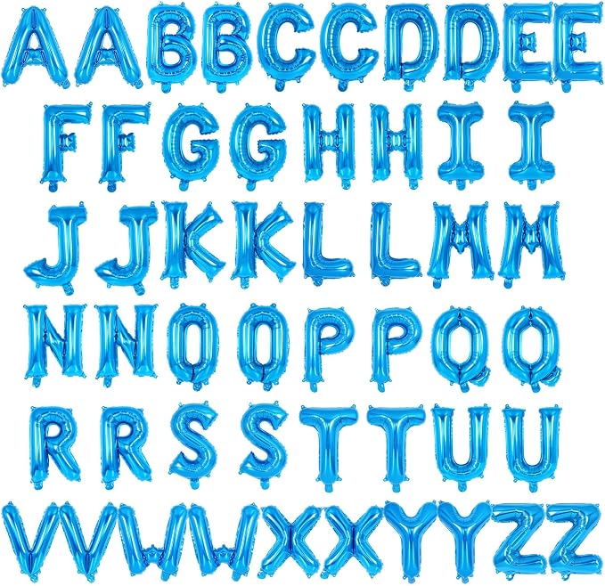 52 Pcs Blue Letter Balloons, 16 Inch Foil Alphabet Letter Balloons, Letter A-Z by YOTHORN
