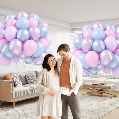 60pcs 12inch Pearl Pink Blue and Purple Balloons - Image 6