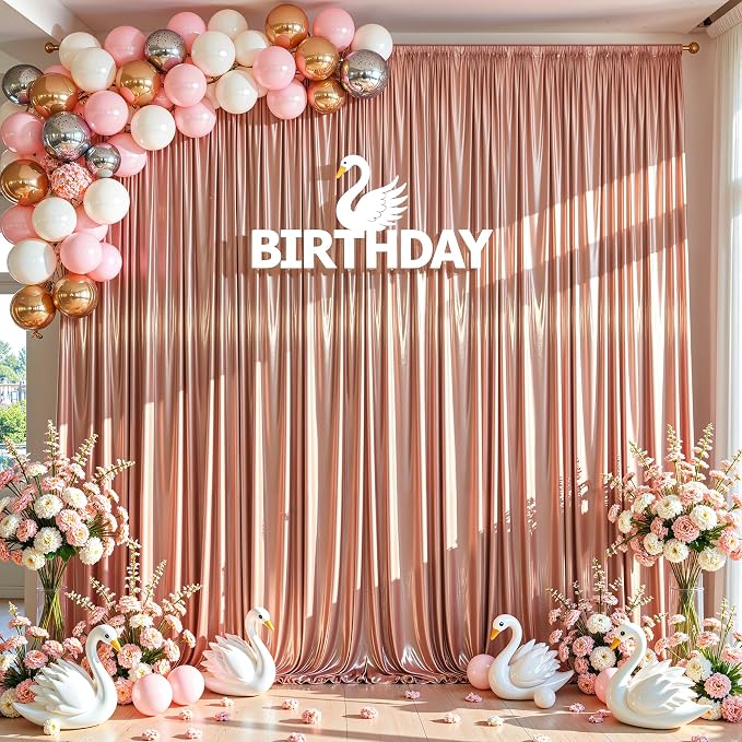 10x10 ft Rose Gold Glitter Backdrop Curtain - Image 3