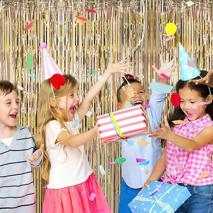 10 Pack Champagne Gold Backdrop Curtain 3.2ft x 8.2ft Metallic Tinsel Foil - Image 5