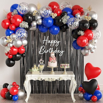 Red Black Silver Blue Balloons Arch Kit by MEBAY