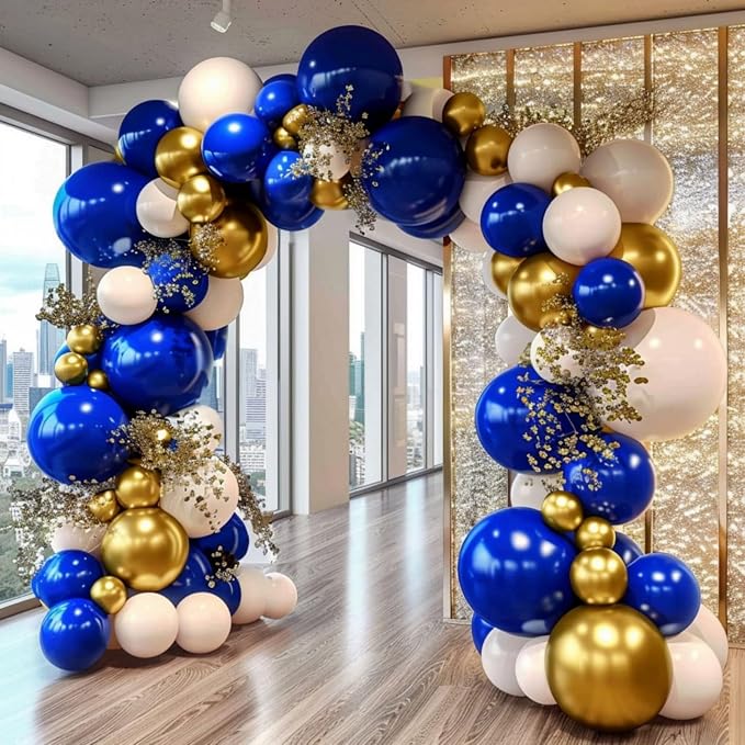 Royal Blue and Gold Balloon Garland Arch Kit - Image 6