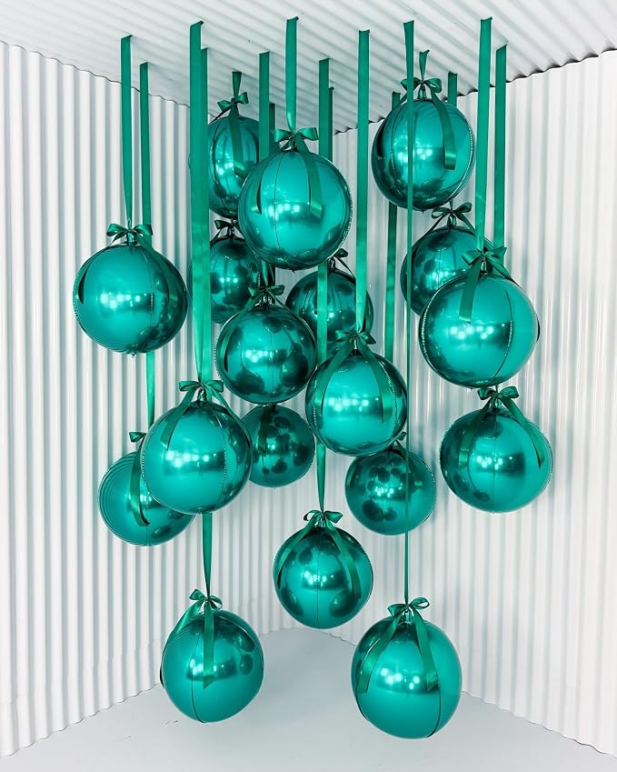12Pcs Dark Green Round Balloons Foil, Large Emerald Balloons - Image 3