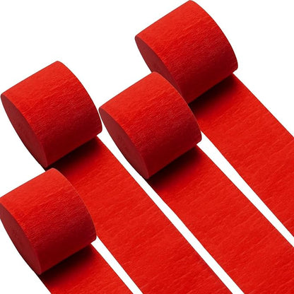 4 Red Streamers, 328ft Pack of Crepe Paper Party Decorations | Each roll is 82 by CaptainD%C3%A9cor