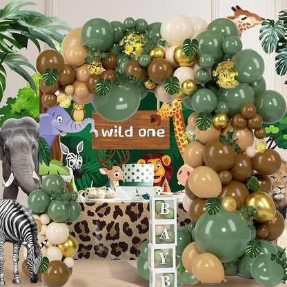 PERPAOL 140 pcs Jungle Safari Balloon Garland Kit, Sage Green Brown Safari Wild - Image 5