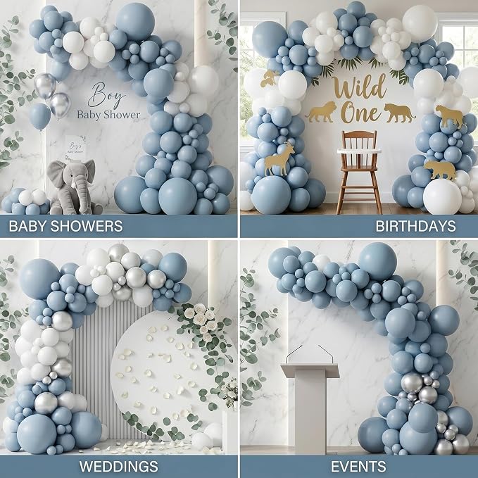 96Pcs 5/10/12/18 Inch Dusty Blue Latex Balloon Garland Arch Kit | Slate Blue - Image 5