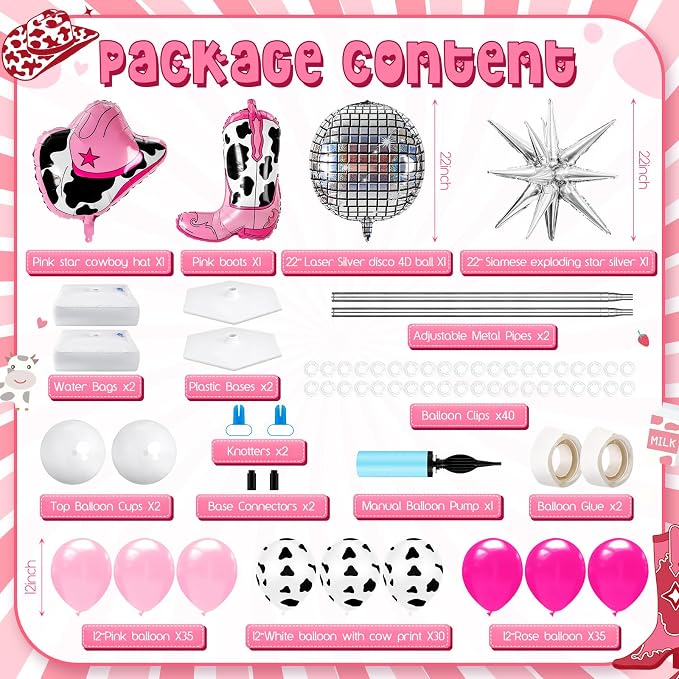 Kasyat 2 Sets Disco Cowgirl Balloon Column Stand Kit - Image 2