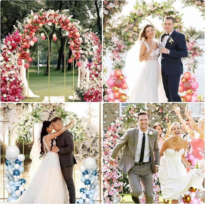 Metal Arch Backdrop Stand 7.2FT & 6.6FT & 6FT Gold Wedding Arch Frame, Balloon - Image 7