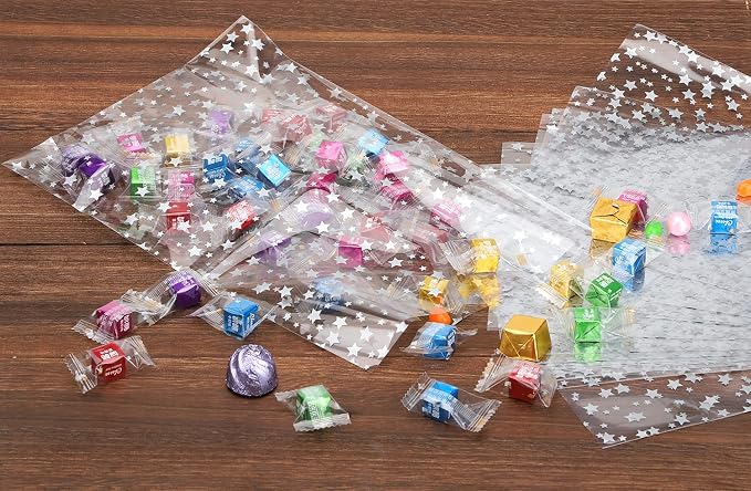100 Pcs Star Printed 8"X 12" Gift Wrap Cello Cellophane Treat Bags Party Favor - Image 6