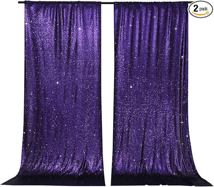 PartyDelight Purple Sequin Backdrop Curtains 5x10ft 2 Panels | Sparkly 3mm by PartyDelight