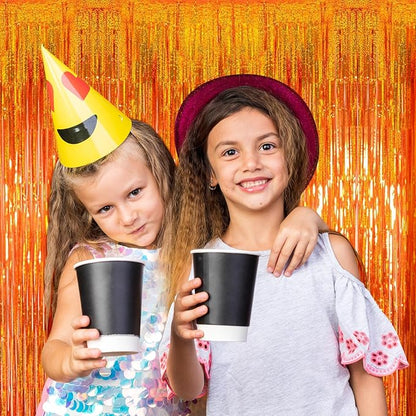 10 Pack Orange Foil Curtain Backdrop 3.2ft x 9.8ft Metallic Tinsel Foil Fringe - Image 5