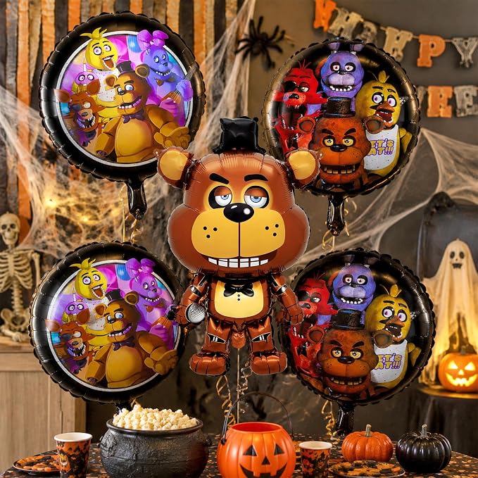 5pcs Freddy's Birthday Party Decorations 5 Nights Foil Balloons Halloween Party - Image 2