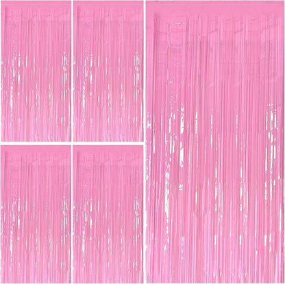 Pink Party Streamers Foil Fringe Backdrop Curtains Tinsel Streamers Birthday by BOMSI