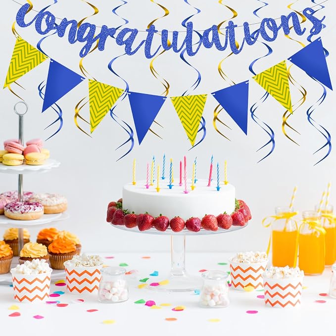 Outus Pre-strung Glitter Congratulations Banner Triangle Flag Banner - Image 5