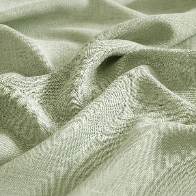 MIULEE Sage Green Linen Curtains 37x72 Inch Length 2 Panels | Window Drapes - Image 4