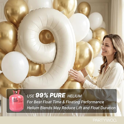 PartyWoo Number Balloons 40 Inch White Number 9 Kit 25pcs - Image 5