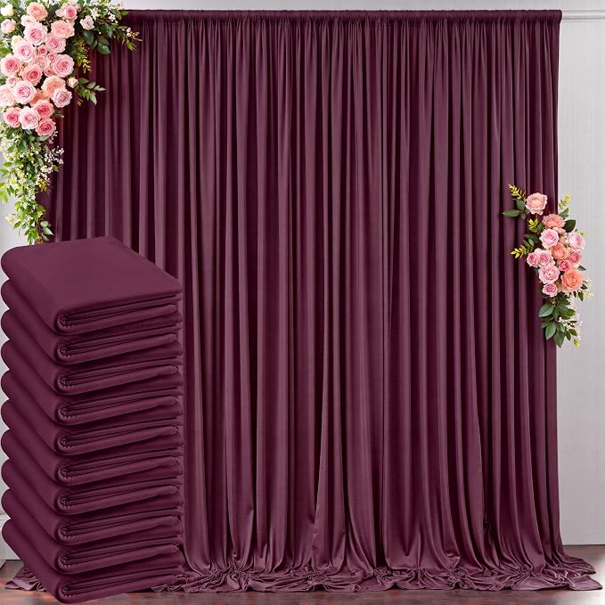 50 ft x 10 ft Wrinkle Free Maroon Backdrop Curtain by Outpain