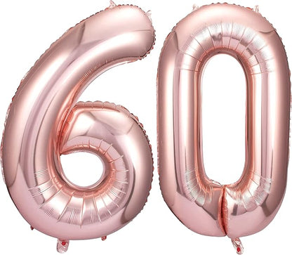 Jonhamwelbor 60 Number Balloons Rose Gold Big Giant Jumbo Number 60 Foil Mylar by Jonhamwelbor