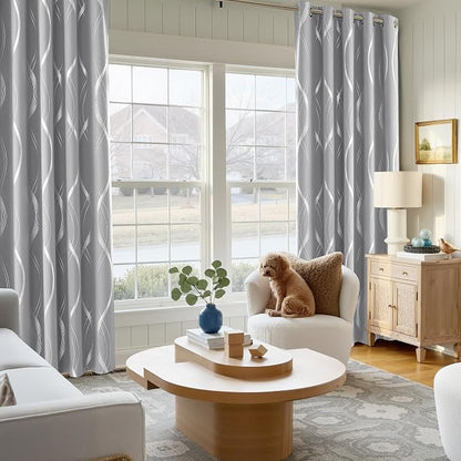 NICETOWN Silver Grey Blackout Curtain Panels - Image 2