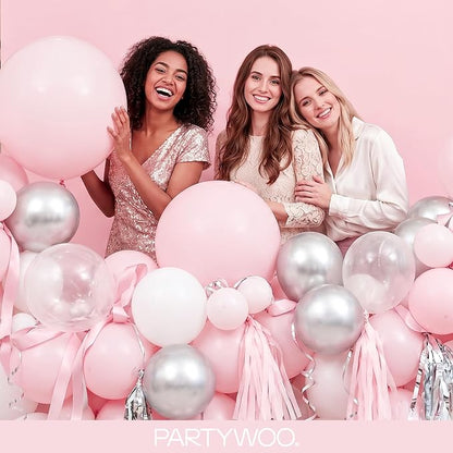 PartyWoo Pale Pink Balloons 100pcs Light Pastel Baby Pink Color | 36 18 12 10 5 - Image 5
