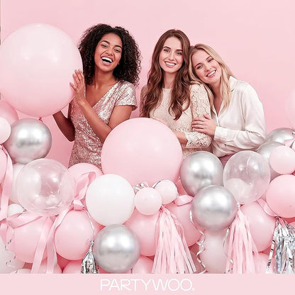 PartyWoo Pale Pink Balloons 127pcs Light Pastel Baby Pink Color | 36 18 12 10 5 - Image 5