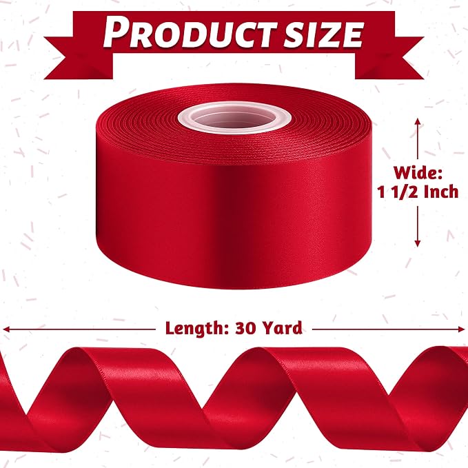 1 1/2In 30Yards Wine Red Ribbon - Image 2