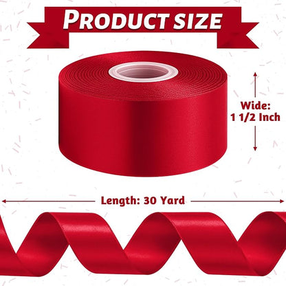 1 1/2In 30Yards Wine Red Ribbon - Image 2