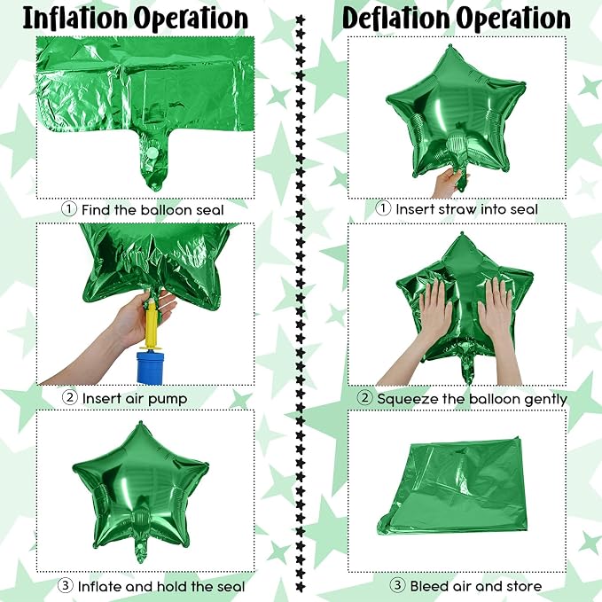 TAOYE Green Star Foil Balloons, 18 Inch Macaron Green Star Foil Balloons Dark - Image 6