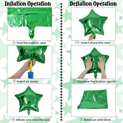 TAOYE Green Star Foil Balloons, 18 Inch Macaron Green Star Foil Balloons Dark - Image 6