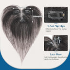Hair Topper Human Hair Curtain Air Bangs Topper for Women,3.54x4.92 T-part Lace Base Real Human Hair Topper Hair Piece for Daily Wear(Air Bangs,Natural Black)