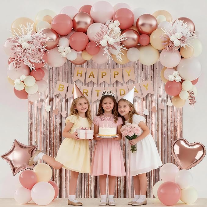 Boho Dusty Pink Happy Birthday Party Decorations - Image 3