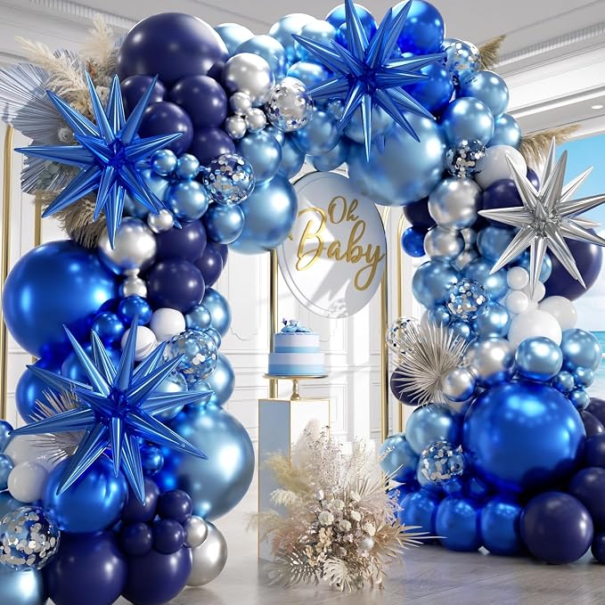 207Pcs Blue White Silver Balloons Garland Arch Kit by Unknown