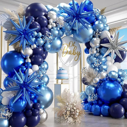 207Pcs Blue White Silver Balloons Garland Arch Kit by Unknown