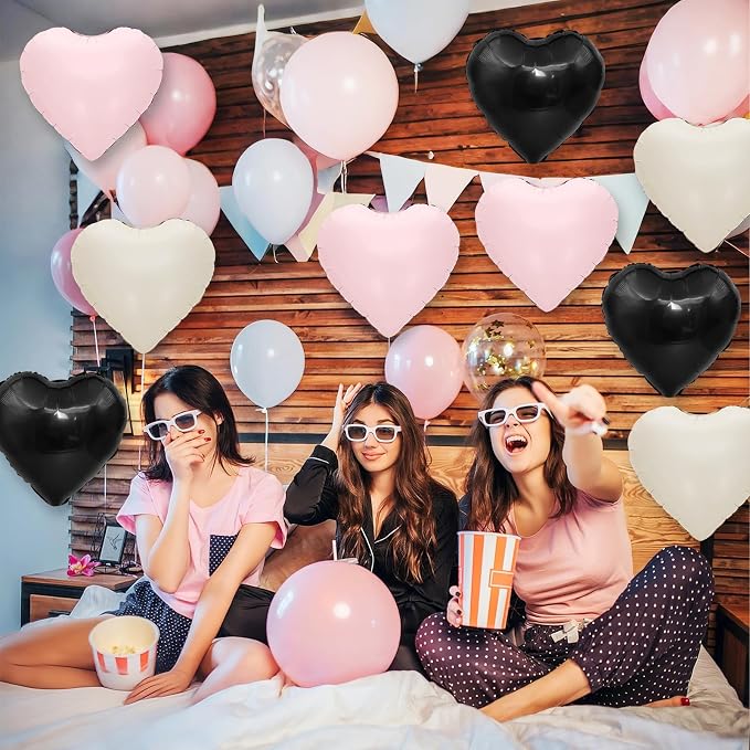 Black Pink White Heart Balloons - Image 3