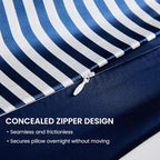 THXSILK Mulberry Silk Pillowcase for Hair and Skin Health, Grade 6A+ Mulberry Silk Pillowcase with Hidden Zipper, Soft and Breathable, 1pc (King 20"x36", Blue White Stripes)