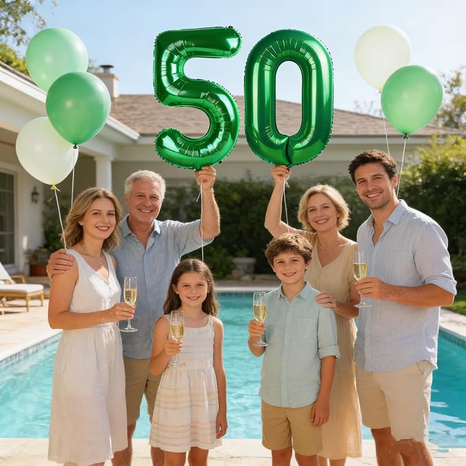 Number 50 Balloons 40 Inch for 50th Birthday Party Decoration, Dark Green | - Image 2