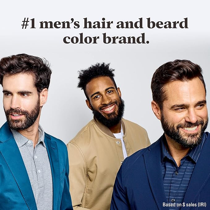 Just For Men Mustache & Beard, Beard Dye for Men with Brush Included, With Keratin Biotin Aloe and Coconut Oil for Healthy Facial Hair - Light Brown, M-25, Pack of 1 (Packaging May Vary)