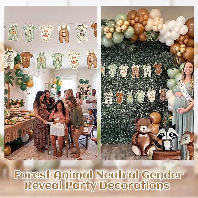 Frienda Woodland Animal Baby Shower Banner Gender Neutral Decorations Sage - Image 6