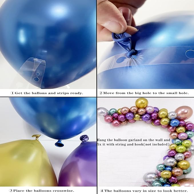 100 Pack 12 Inch Bright Chrome Metallic Latex Helium Birthday Balloons | Perfect - Image 3