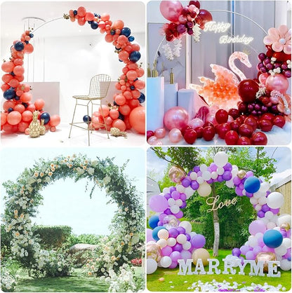 9.2FT Wedding Arch Round Backdrop Stand Large Circle Balloon Arch | White Metal - Image 6