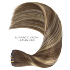 WENNALIFE Seamless Clip In Hair Extensions, 20 Inch 7pcs 150g Balayage Chocolate Brown to Honey Blonde Hair Extensions Clip In Invisible PU Skin Weft Real Human Hair Extensions Clip In