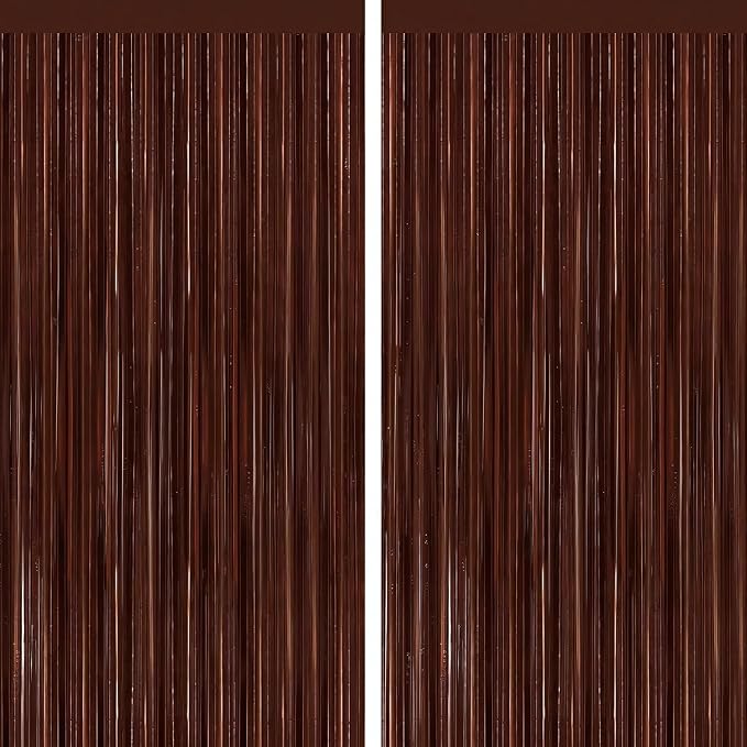 Brown Fringe Curtain Party Streamers 2Pack 3.3 x 8.3 Ft Foil Fringe Backdrop by UWPVOWSR