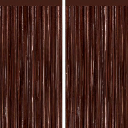 Brown Fringe Curtain Party Streamers 2Pack 3.3 x 8.3 Ft Foil Fringe Backdrop by UWPVOWSR