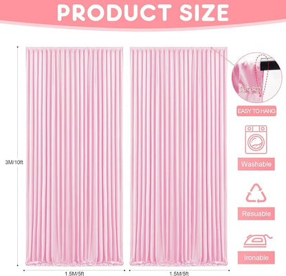 Asee'm Pink Backdrop Curtains Drapes - Image 2