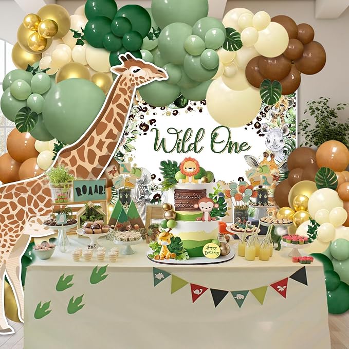 142pcs Jungle Safari Sage Brown Balloon Arch Kit - Image 7