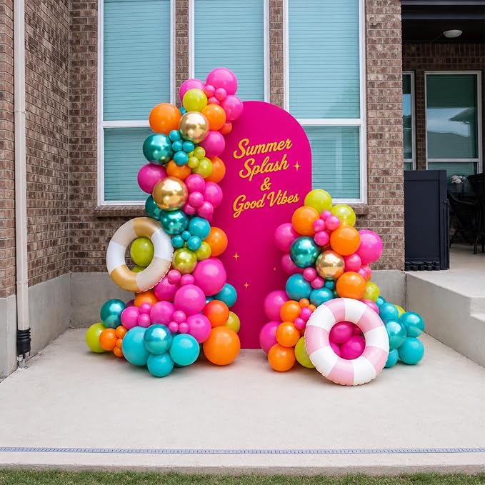 Tropical Balloons, 12 Inch Summer Hawaiian Balloons, Hot Pink Orange Teal Blue - Image 4
