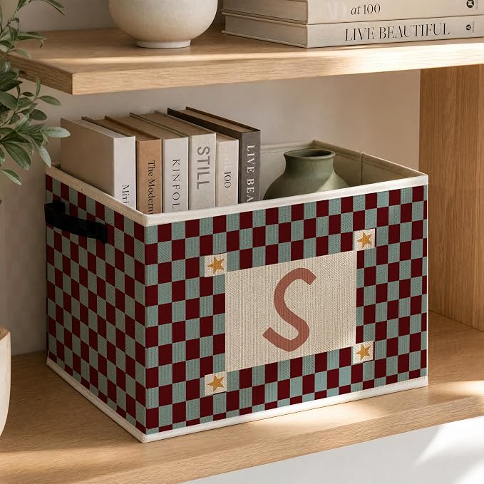 Letter S Checkered Foldable Storage Bins Box - Image 3
